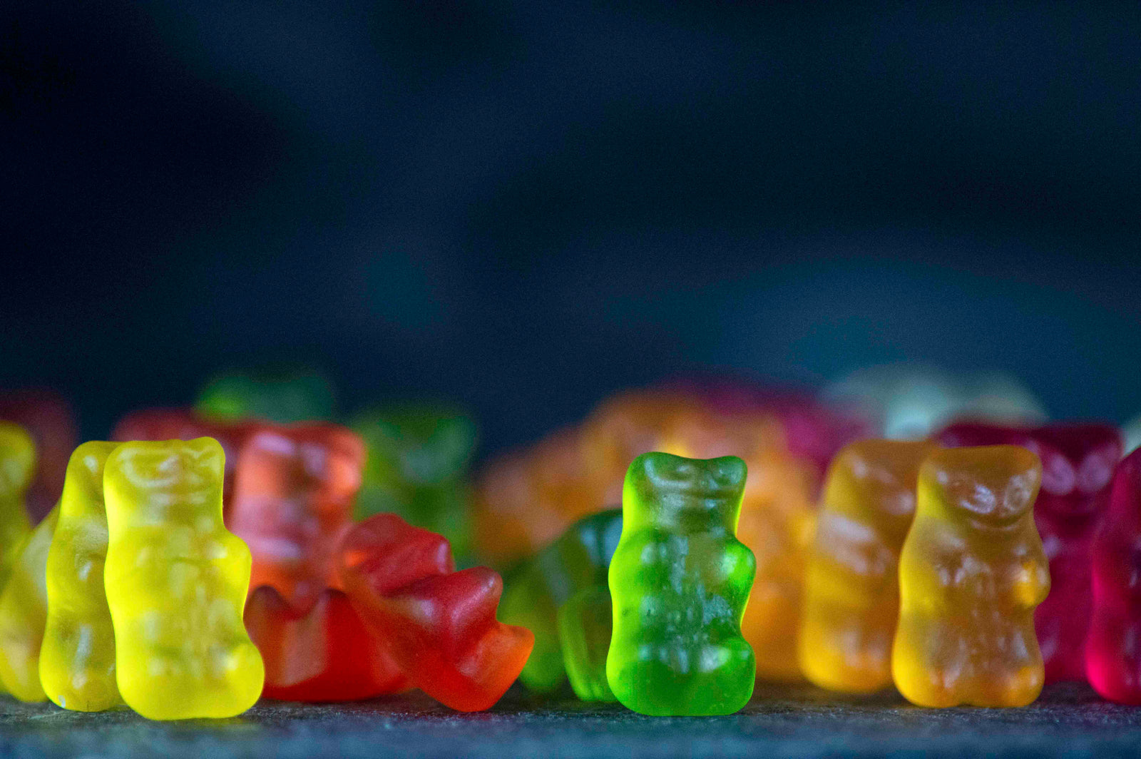 Homemade gummy bears in assorted colours made with 240 bloom gelatine powder supplied by MM Ingredients