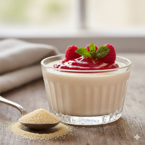 A dessert with strawberries made with powdered gelatine
