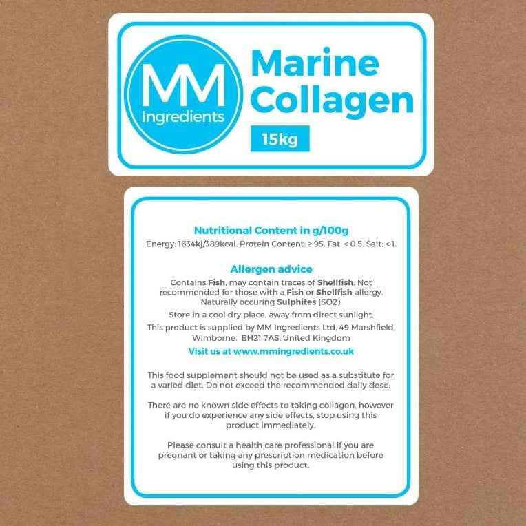 Marine Collagen powder Type 1 in a 15Kg bulk box from MM Ingredients