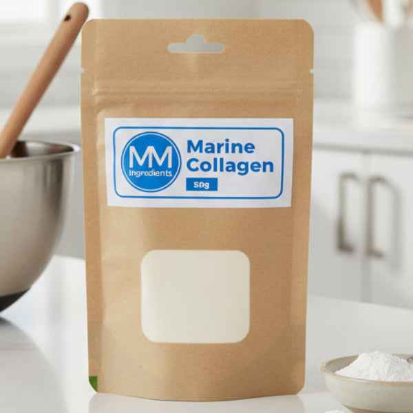 A 50g pouch of type 1 Marine Collagen sold by MM Ingredients