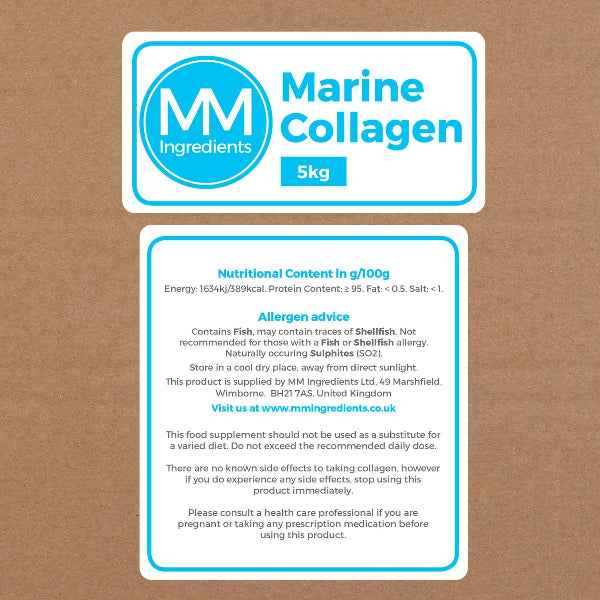 A 5Kg bulk box of Marine Collagen powder sold by MM Ingredients