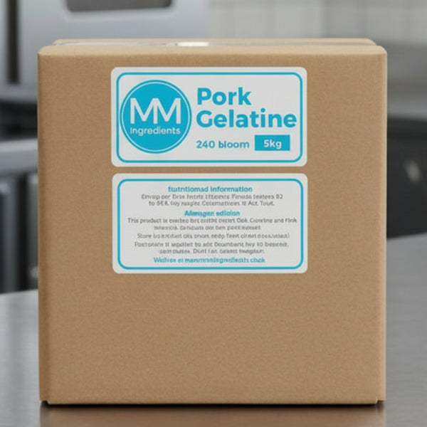 A box of pork gelatine 240 bloom 5Kg from MM Ingredients