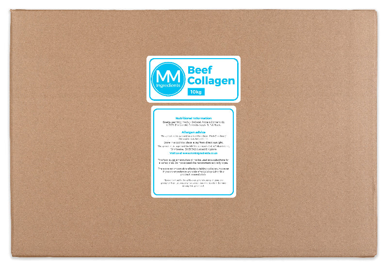 A 10Kg box of Beef Collagen from MM Ingredients