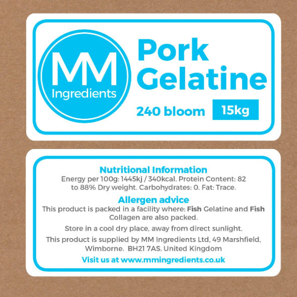 A 15K box of powdered Pork gelatine as sold by MM Ingredients