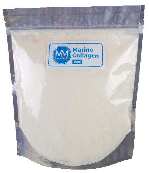 A 500g pouch of  Marine Collagen powder sold by MM Ingredients