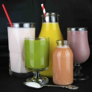 A variety of health drinks fortified with collagen